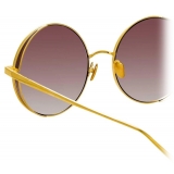 Linda Farrow - Occhiali da Sole Rotondi Lockhart C4 in Oro Giallo e Tabacco - LFL758C4SUN - Linda Farrow Eyewear