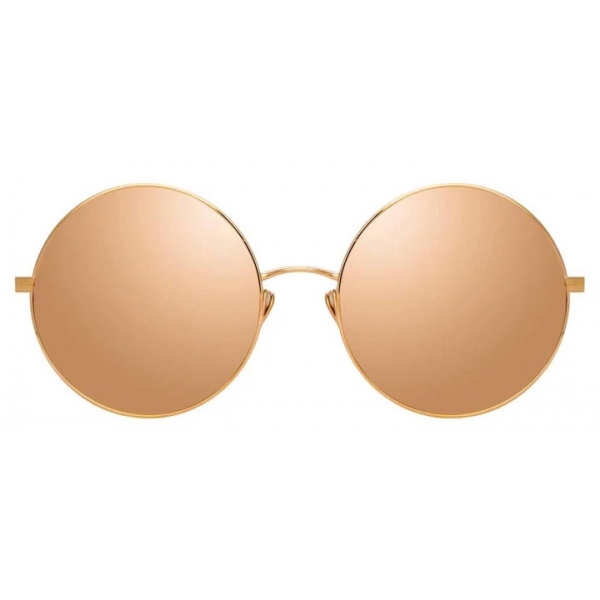 Linda Farrow - Occhiali da Sole Rotondi Lockhart C5 in Oro Rosa e Pesca - LFL758C5SUN - Linda Farrow Eyewear