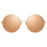 Linda Farrow - Occhiali da Sole Rotondi Lockhart C5 in Oro Rosa e Pesca - LFL758C5SUN - Linda Farrow Eyewear