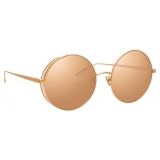 Linda Farrow - Occhiali da Sole Rotondi Lockhart C5 in Oro Rosa e Pesca - LFL758C5SUN - Linda Farrow Eyewear