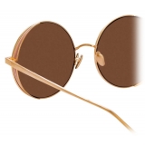 Linda Farrow - Lockhart C5 Round Sunglasses in Rose Gold and Peach - LFL758C5SUN - Linda Farrow Eyewear