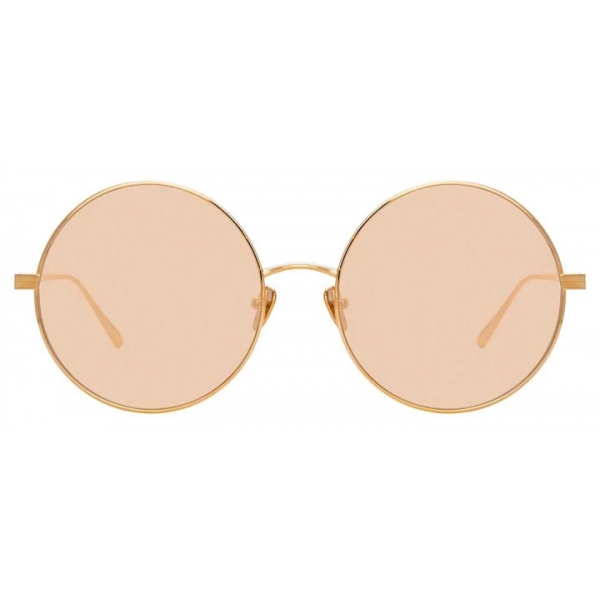 Linda Farrow - Occhiali da Sole Rotondi Lockhart C6 in Oro Rosa e Pesca - LFL758C6SUN - Linda Farrow Eyewear