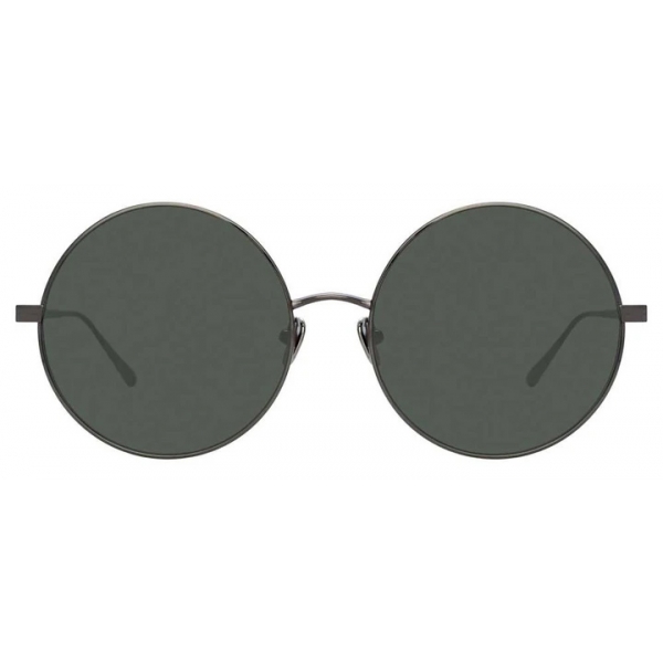 Linda Farrow - Lockhart C7 Round Sunglasses in Nickel and Translucent Black - LFL758C7SUN - Linda Farrow Eyewear