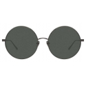 Linda Farrow - Lockhart C7 Round Sunglasses in Nickel and Translucent Black - LFL758C7SUN - Linda Farrow Eyewear