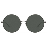 Linda Farrow - Lockhart C7 Round Sunglasses in Nickel and Translucent Black - LFL758C7SUN - Linda Farrow Eyewear