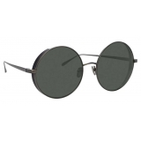 Linda Farrow - Lockhart C7 Round Sunglasses in Nickel and Translucent Black - LFL758C7SUN - Linda Farrow Eyewear