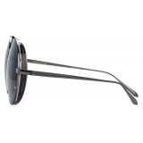 Linda Farrow - Lockhart C7 Round Sunglasses in Nickel and Translucent Black - LFL758C7SUN - Linda Farrow Eyewear