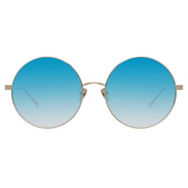 Linda Farrow - Occhiali da Sole Rotondi Lockhart C8 in Oro Chiaro e Blu - LFL758C8SUN - Linda Farrow Eyewear