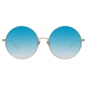 Linda Farrow - Occhiali da Sole Rotondi Lockhart C8 in Oro Chiaro e Blu - LFL758C8SUN - Linda Farrow Eyewear