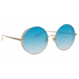 Linda Farrow - Occhiali da Sole Rotondi Lockhart C8 in Oro Chiaro e Blu - LFL758C8SUN - Linda Farrow Eyewear