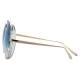 Linda Farrow - Occhiali da Sole Rotondi Lockhart C8 in Oro Chiaro e Blu - LFL758C8SUN - Linda Farrow Eyewear