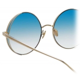 Linda Farrow - Occhiali da Sole Rotondi Lockhart C8 in Oro Chiaro e Blu - LFL758C8SUN - Linda Farrow Eyewear