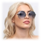 Linda Farrow - Occhiali da Sole Rotondi Lockhart C8 in Oro Chiaro e Blu - LFL758C8SUN - Linda Farrow Eyewear