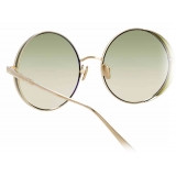 Linda Farrow - Lockhart C9 Round Sunglasses in Light Gold - LFL758C9SUN - Linda Farrow Eyewear