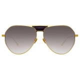 Linda Farrow - Matheson C1 Aviator Sunglasses in Yellow Gold and Black - LFL785C1SUN - Linda Farrow Eyewear