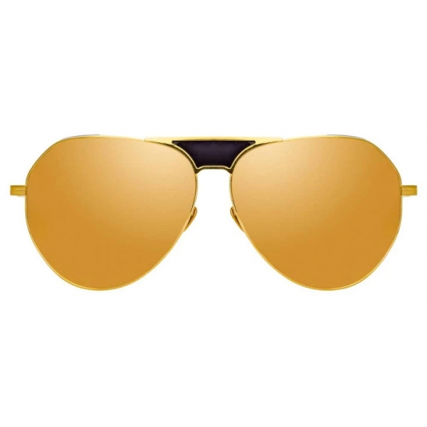 Linda Farrow - Matheson C2 Aviator Sunglasses in Yellow Gold and Black - LFL785C2SUN - Linda Farrow Eyewear