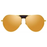 Linda Farrow - Matheson C2 Aviator Sunglasses in Yellow Gold and Black - LFL785C2SUN - Linda Farrow Eyewear