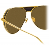 Linda Farrow - Matheson C2 Aviator Sunglasses in Yellow Gold and Black - LFL785C2SUN - Linda Farrow Eyewear