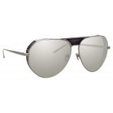 Linda Farrow - Matheson C3 Aviator Sunglasses in White Gold and Black - LFL785C3SUN - Linda Farrow Eyewear