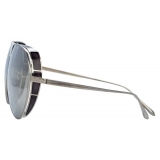 Linda Farrow - Matheson C3 Aviator Sunglasses in White Gold and Black - LFL785C3SUN - Linda Farrow Eyewear