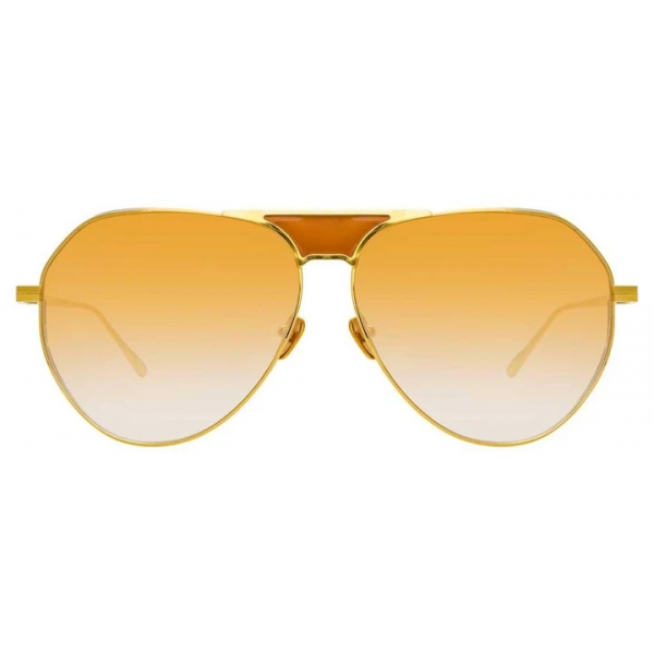 Linda Farrow - Matheson C4 Aviator Sunglasses in Yellow Gold and Tobacco - LFL785C4SUN - Linda Farrow Eyewear