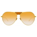 Linda Farrow - Matheson C4 Aviator Sunglasses in Yellow Gold and Tobacco - LFL785C4SUN - Linda Farrow Eyewear