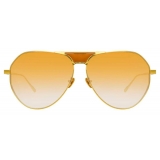 Linda Farrow - Matheson C4 Aviator Sunglasses in Yellow Gold and Tobacco - LFL785C4SUN - Linda Farrow Eyewear