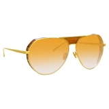 Linda Farrow - Matheson C4 Aviator Sunglasses in Yellow Gold and Tobacco - LFL785C4SUN - Linda Farrow Eyewear