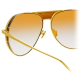 Linda Farrow - Matheson C4 Aviator Sunglasses in Yellow Gold and Tobacco - LFL785C4SUN - Linda Farrow Eyewear