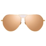 Linda Farrow - Matheson C5 Aviator Sunglasses in Rose Gold and Peach - LFL785C5SUN - Linda Farrow Eyewear