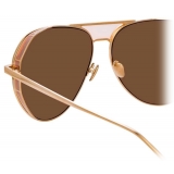 Linda Farrow - Matheson C5 Aviator Sunglasses in Rose Gold and Peach - LFL785C5SUN - Linda Farrow Eyewear