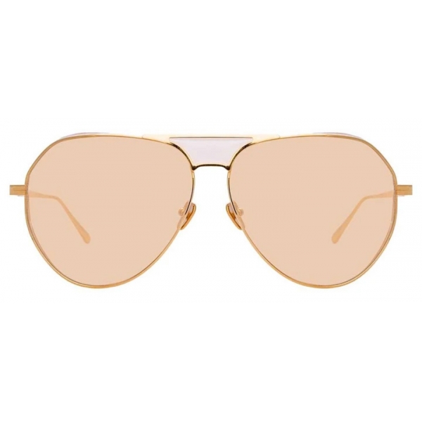 Linda Farrow - Matheson C6 Aviator Sunglasses in Rose Gold and Peach - LFL785C6SUN - Linda Farrow Eyewear