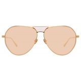 Linda Farrow - Matheson C6 Aviator Sunglasses in Rose Gold and Peach - LFL785C6SUN - Linda Farrow Eyewear