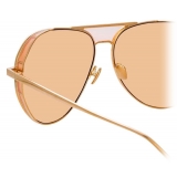 Linda Farrow - Matheson C6 Aviator Sunglasses in Rose Gold and Peach - LFL785C6SUN - Linda Farrow Eyewear