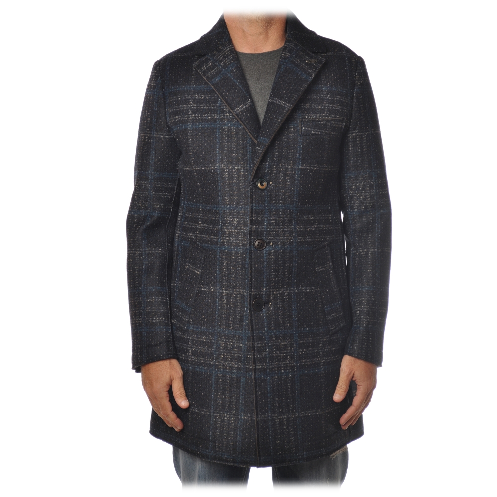BoB Company - 3/4 Coat with Three Buttons - Royal Blue Checks - Jacket ...