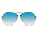 Linda Farrow - Matheson C7 Aviator Sunglasses in Light Gold and Blue - LFL785C7SUN - Linda Farrow Eyewear