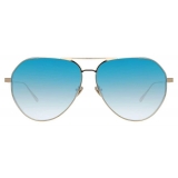 Linda Farrow - Matheson C7 Aviator Sunglasses in Light Gold and Blue - LFL785C7SUN - Linda Farrow Eyewear