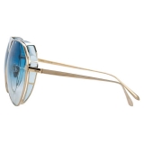 Linda Farrow - Matheson C7 Aviator Sunglasses in Light Gold and Blue - LFL785C7SUN - Linda Farrow Eyewear