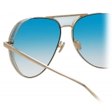 Linda Farrow - Matheson C7 Aviator Sunglasses in Light Gold and Blue - LFL785C7SUN - Linda Farrow Eyewear