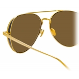 Linda Farrow - Elgin C2 Aviator Sunglasses in Yellow Gold and Black - LFL792C2SUN - Linda Farrow Eyewear