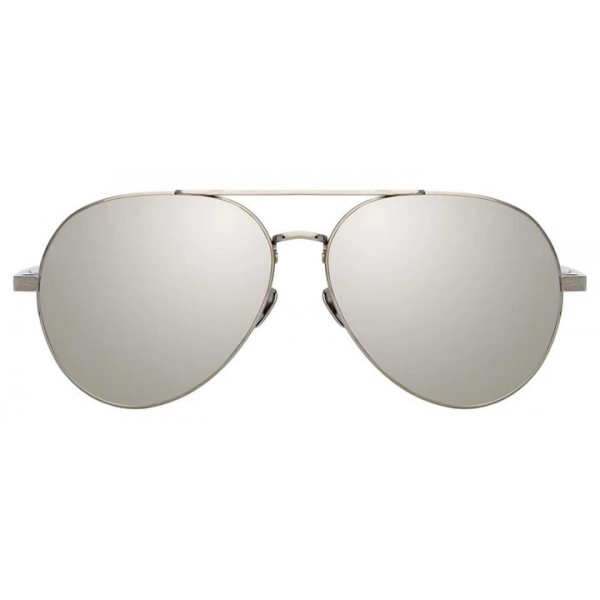 Linda Farrow - Elgin C3 Aviator Sunglasses in White Gold and Black - LFL792C3SUN - Linda Farrow Eyewear