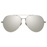 Linda Farrow - Elgin C3 Aviator Sunglasses in White Gold and Black - LFL792C3SUN - Linda Farrow Eyewear