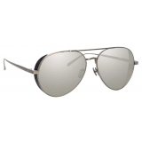 Linda Farrow - Elgin C3 Aviator Sunglasses in White Gold and Black - LFL792C3SUN - Linda Farrow Eyewear