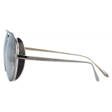 Linda Farrow - Elgin C3 Aviator Sunglasses in White Gold and Black - LFL792C3SUN - Linda Farrow Eyewear