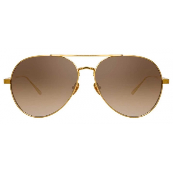 Linda Farrow - Occhiali da Sole Aviator Elgin C4 in Oro Giallo e Tabacco - LFL792C4SUN - Linda Farrow Eyewear