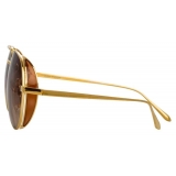 Linda Farrow - Elgin C4 Aviator Sunglasses in Yellow Gold and Tobacco - LFL792C4SUN - Linda Farrow Eyewear