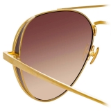 Linda Farrow - Elgin C4 Aviator Sunglasses in Yellow Gold and Tobacco - LFL792C4SUN - Linda Farrow Eyewear