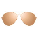 Linda Farrow - Elgin C5 Aviator Sunglasses in Rose Gold and Peach - LFL792C5SUN - Linda Farrow Eyewear