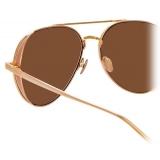 Linda Farrow - Elgin C5 Aviator Sunglasses in Rose Gold and Peach - LFL792C5SUN - Linda Farrow Eyewear