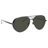 Linda Farrow - Elgin C7 Aviator Sunglasses in Nickel and Black - LFL792C7SUN - Linda Farrow Eyewear